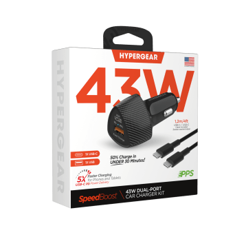 HyperGear Ładowarka 43W DUAL z kablem USB-C - USB-C