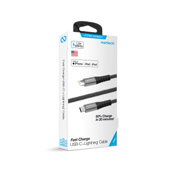 Kabel Naztech USB-C - MFI Lightning 1.2m