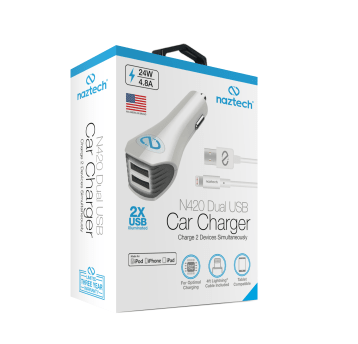 Ładowarka Naztech N420 Dual USB MFI z kablem lightning